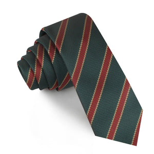 Canterbury Green with Royal Red Stripes Skinny Tie