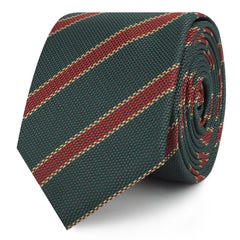 Canterbury Green with Royal Red Stripes Skinny Ties