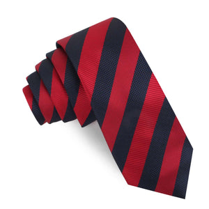 Canterbury Red & Navy Blue Striped Skinny Tie