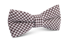 Cappuccino Houndstooth Brown Linen Bow Tie