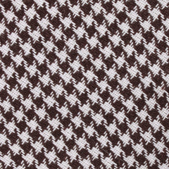 Cappuccino Houndstooth Brown Linen Fabric Mens Bow Tie