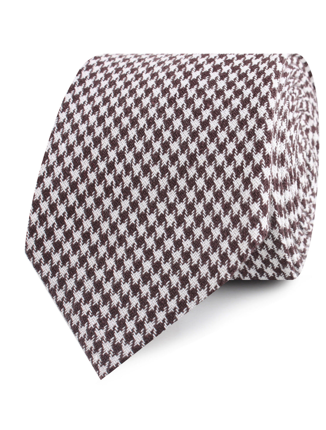Cappuccino Houndstooth Brown Linen Necktie