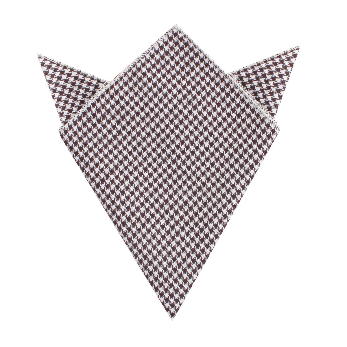 Cappuccino Houndstooth Brown Linen Pocket Square