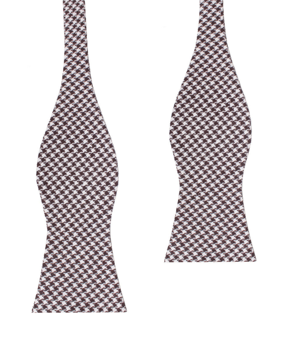 Cappuccino Houndstooth Brown Linen Self Bow Tie