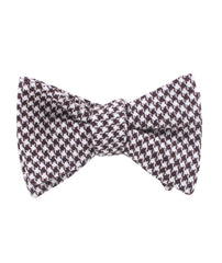 Cappuccino Houndstooth Brown Linen Self Tied Bowtie