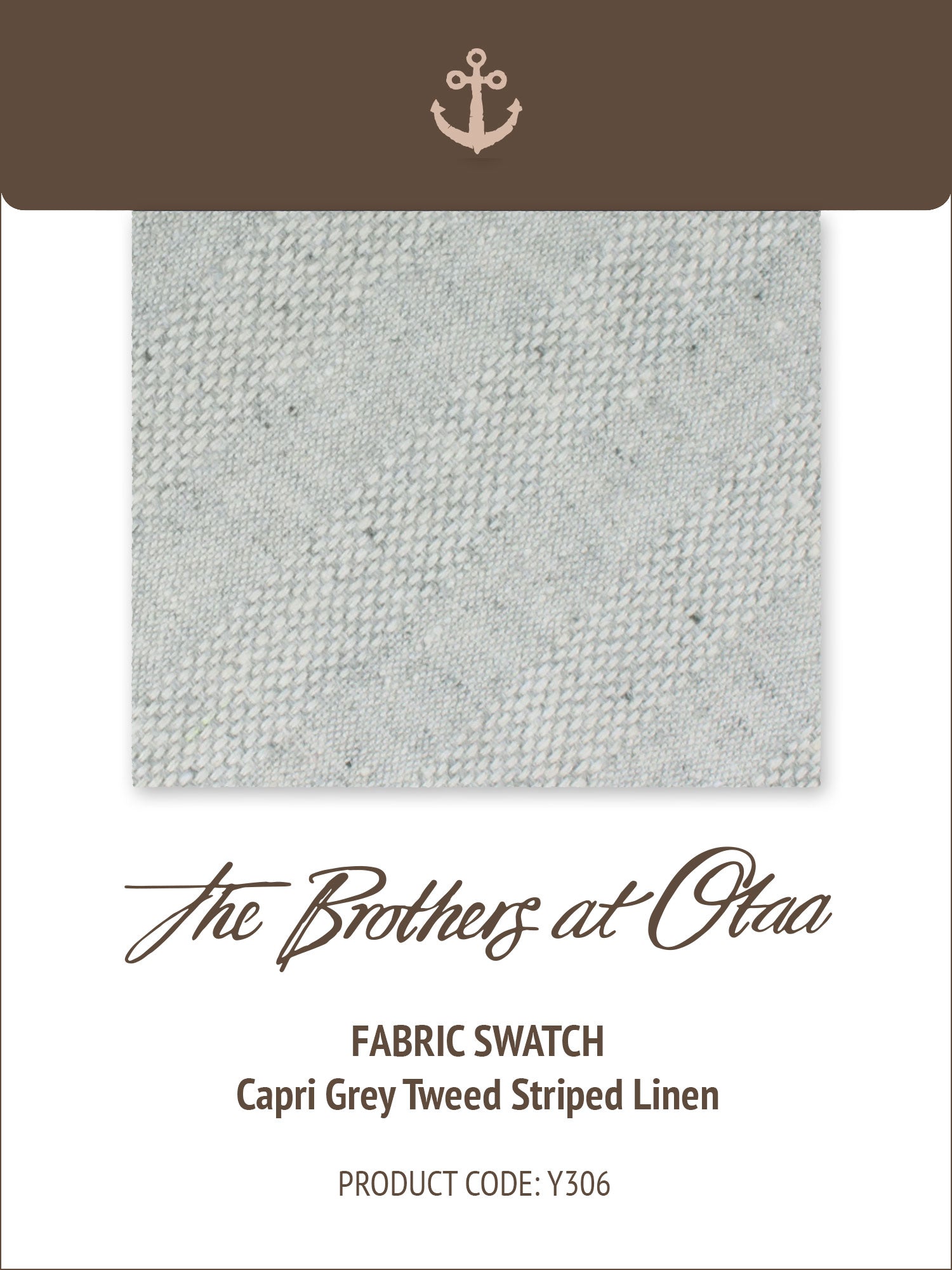 Capri Grey Tweed Striped Linen Y306 Fabric Swatch