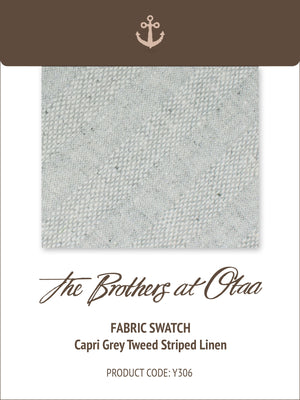 Fabric Swatch (Y306) - Capri Grey Tweed Striped Linen