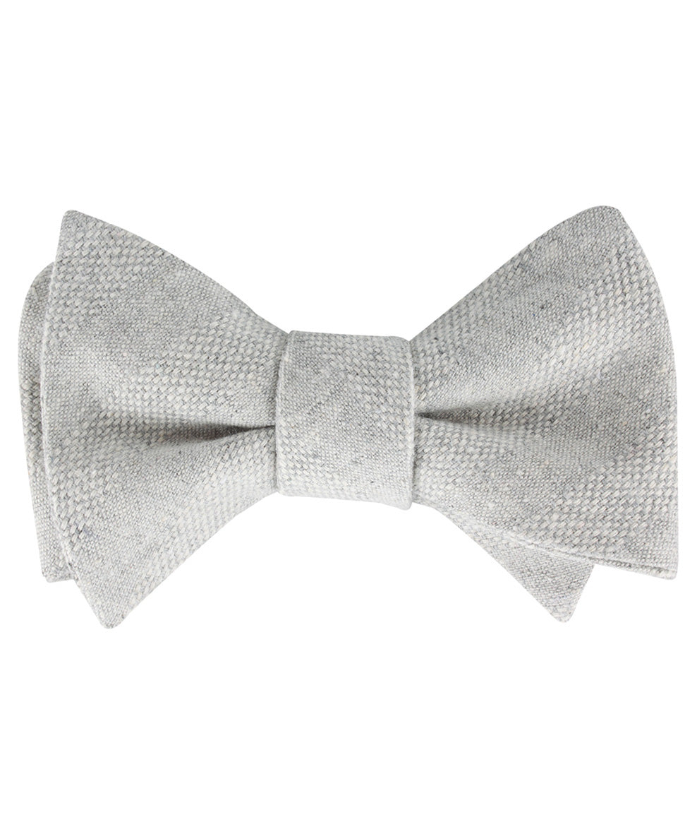 Capri Grey Tweed Striped Linen Self Tied Bow Tie
