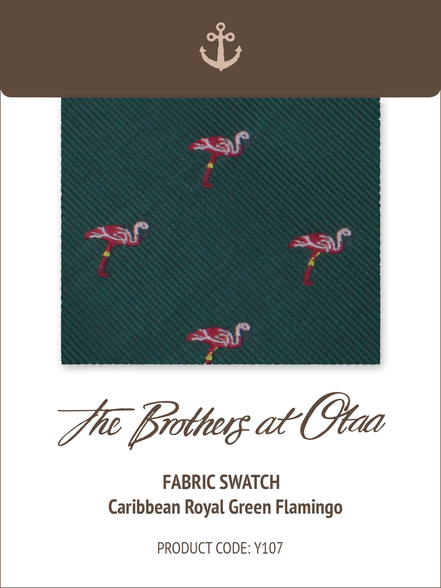 Caribbean Royal Green Flamingo Y107 Fabric Swatch