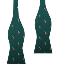 Caribbean Royal Green Flamingo Self Bow Tie