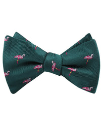 Caribbean Royal Green Flamingo Self Tied Bow Tie