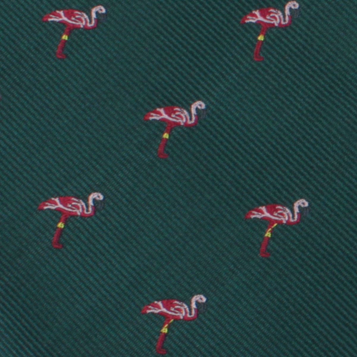 Caribbean Royal Green Flamingo Skinny Tie Fabric