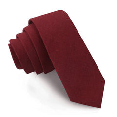 Carmine Burgundy Linen Skinny Tie