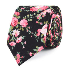 Carnation Floral Pink Slim Tie