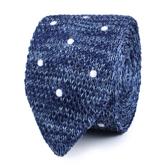 Cerulean White Polka Dot Knitted Tie