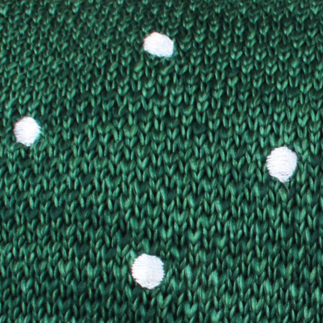 Chambray Green Polka Dot Knitted Tie Fabric