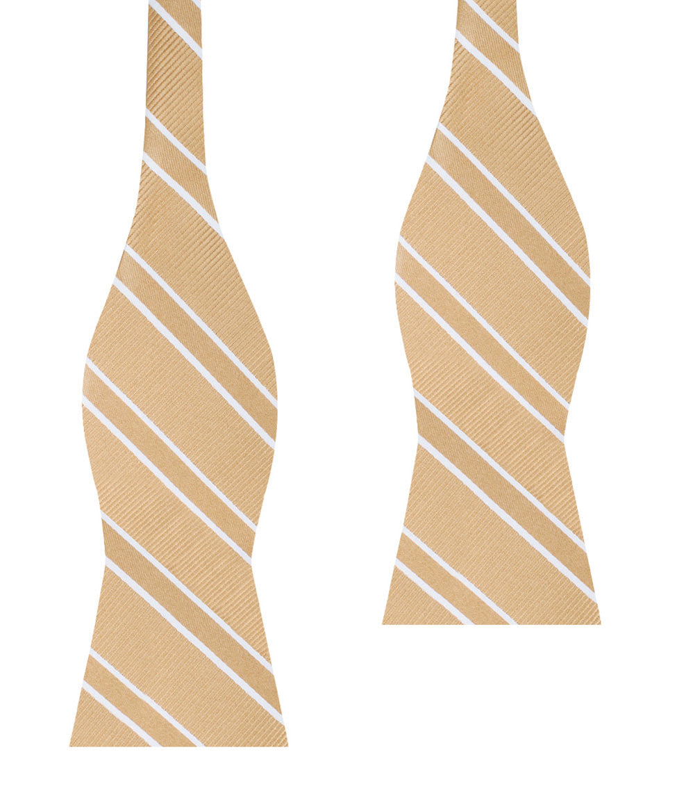 Champagne Gold Double Stripe Self Bow Tie