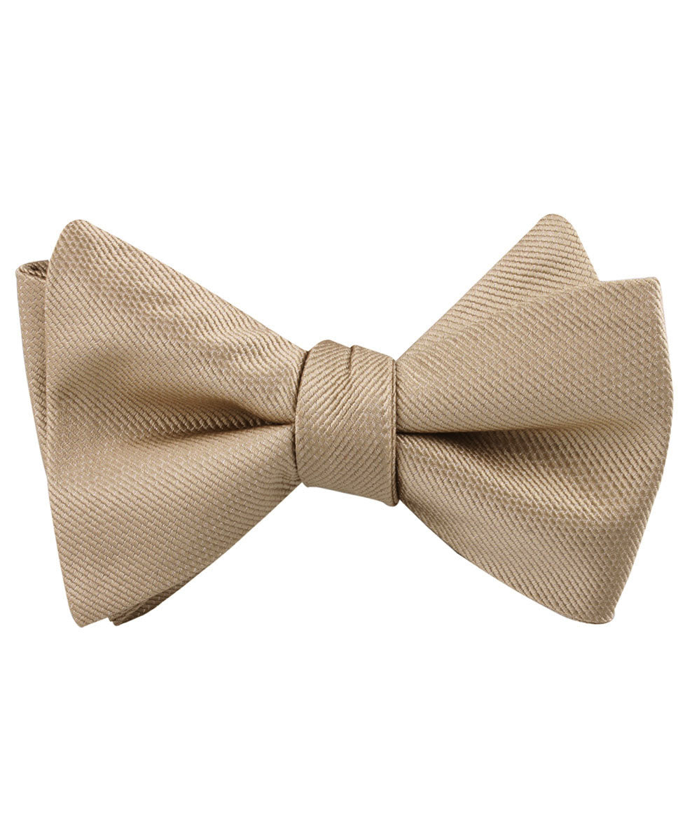 Champagne Gold Metallic Weave Self Tied Bow Tie
