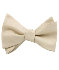 Champagne Satin Self Tied Bow Tie