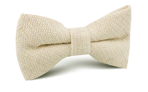 Champagne Basket Weave Linen Bow Tie