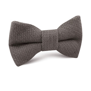 Charcoal Graphite Weave Linen Kids Bow Tie