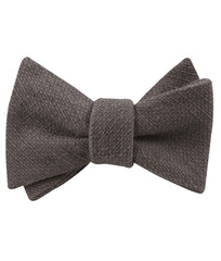 Charcoal Graphite Weave Linen Self Tied Bow Tie
