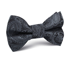Charcoal Grey Paisley Kids Bow Tie