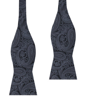 Charcoal Grey Paisley Self Bow Tie