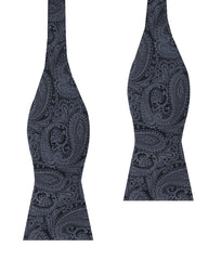 Charcoal Charcoal Grey Paisley Self Bow Tie
