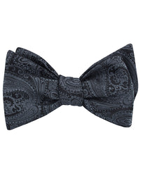 Charcoal Grey Paisley Self Tied Bow Tie