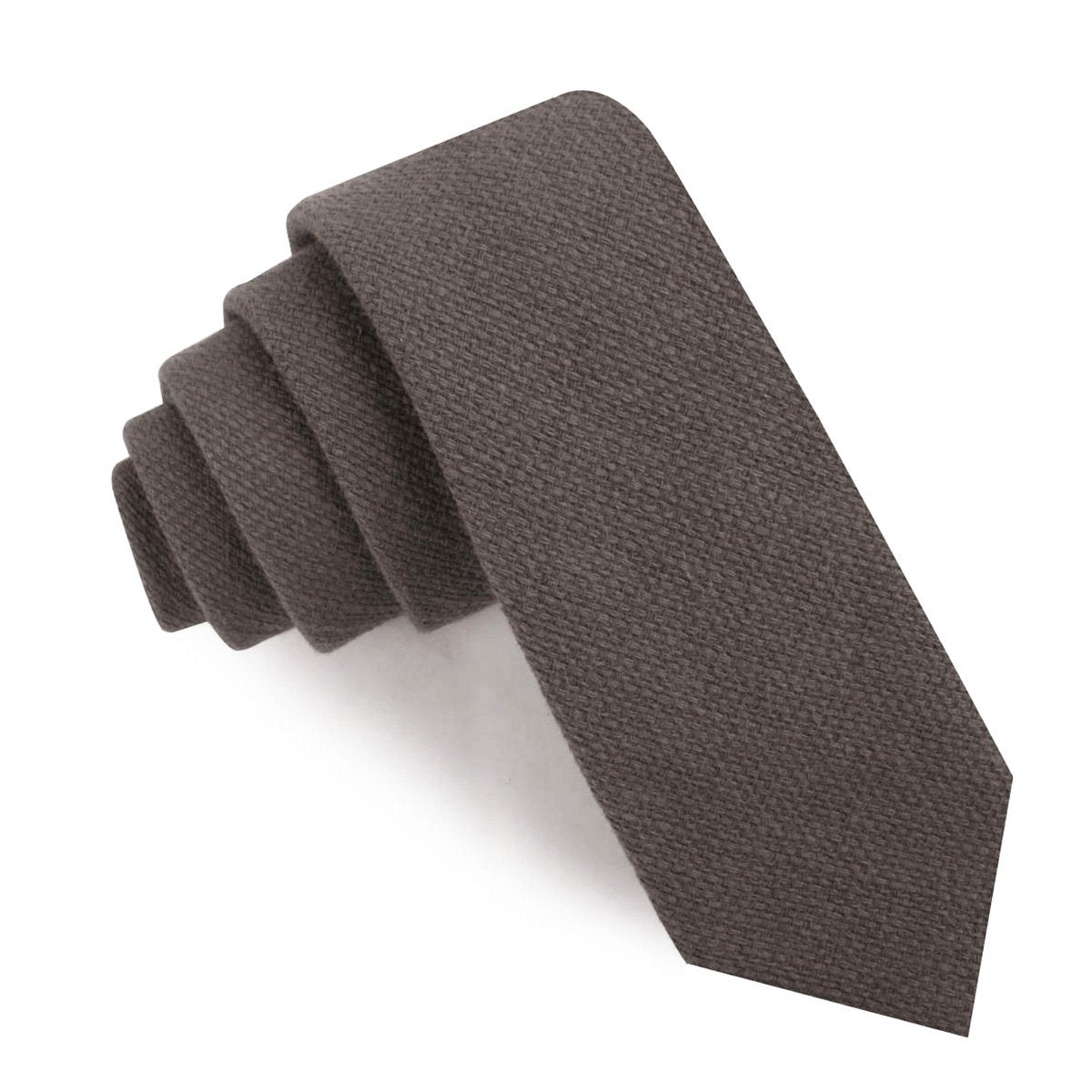 Charcoal Graphite Weave Linen Skinny Tie