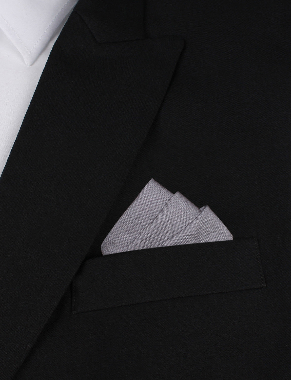 Charcoal Grey Cotton Oxygen Three Point Pocket Square Fold