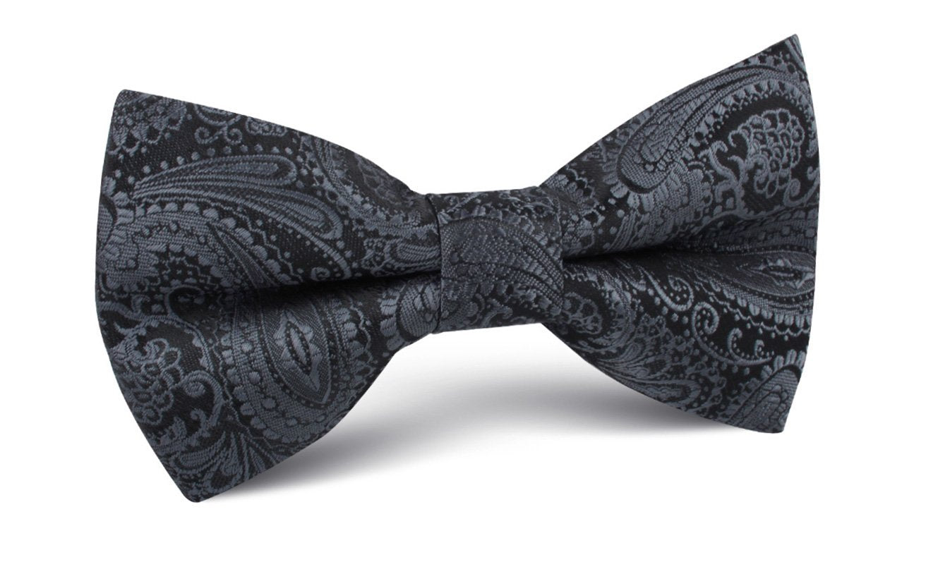 Charcoal Grey Paisley Bow Tie