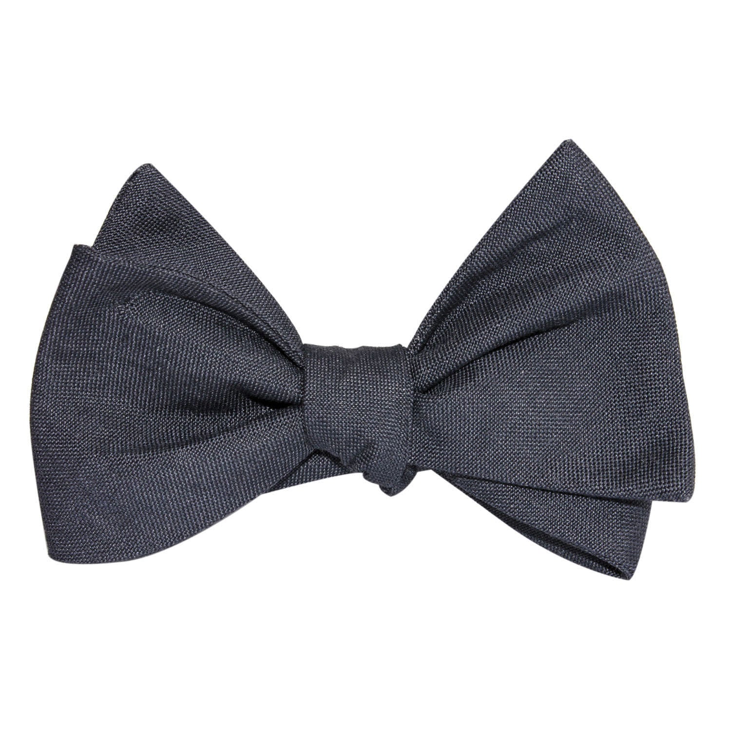 Charcoal Grey Slub Linen Self Tie Bow Tie 2