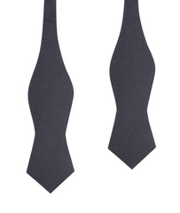 Charcoal Grey Slub Linen Self Tie Diamond Tip Bow Tie