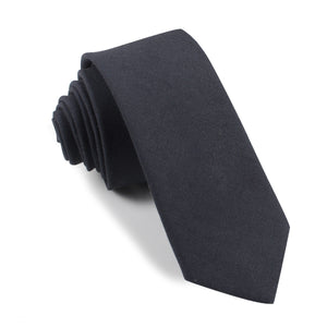 Charcoal Grey Slub Linen Skinny Tie