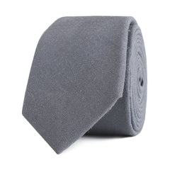 Charcoal Grey Slub Linen Skinny Tie Front Roll