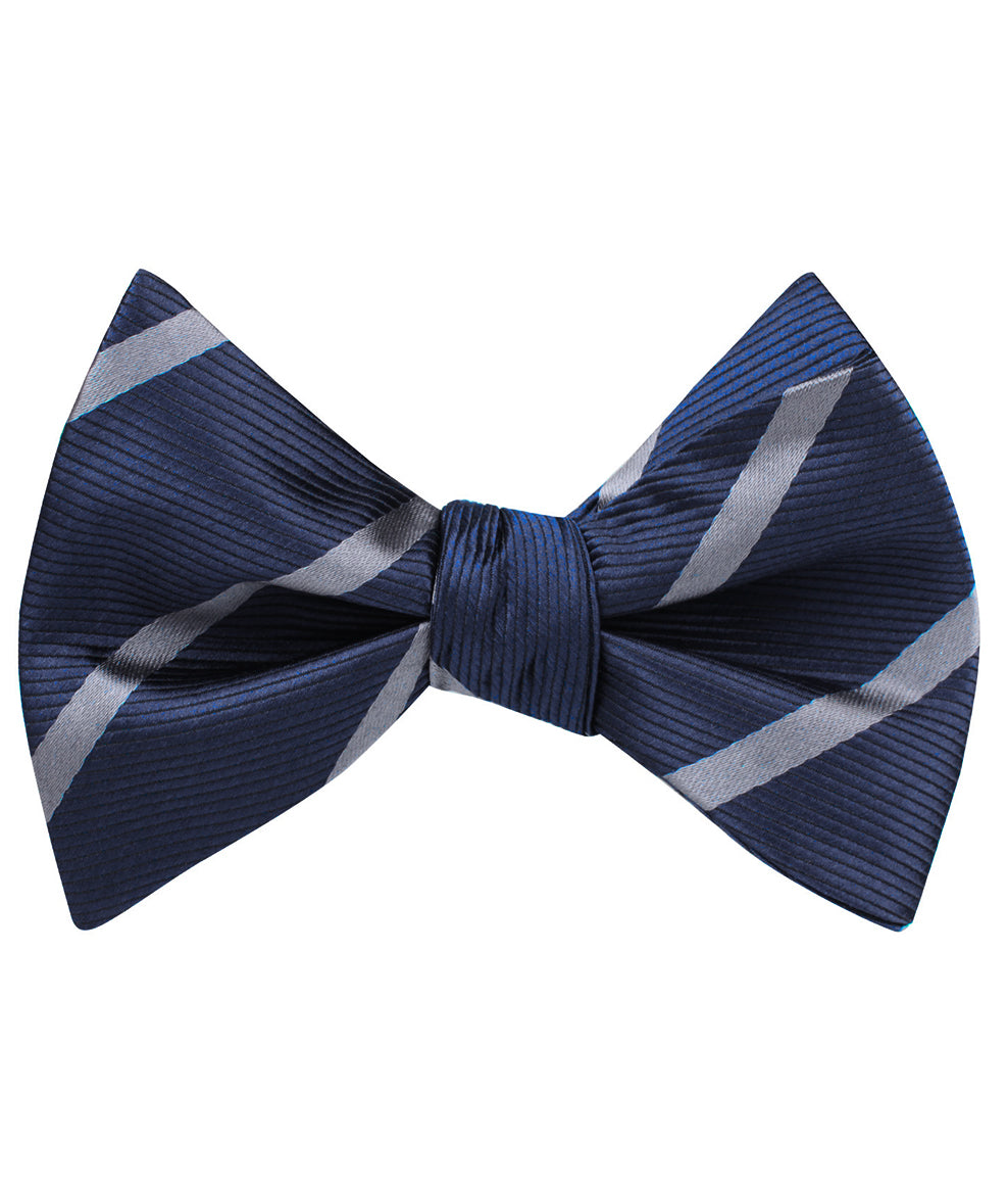 Charcoal Grey Striped Self Tie Bow Tie