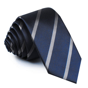 Charcoal Grey Striped Skinny Tie