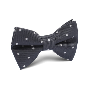 Charcoal Grey with White Polka Dots Kids Bow Tie
