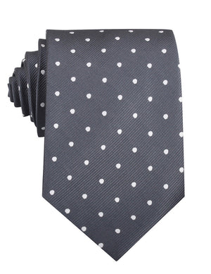 Charcoal Grey with White Polka Dots Necktie