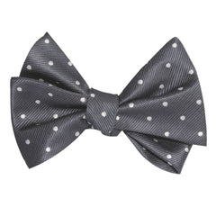 Charcoal Grey with White Polka Dots Self Tie Bow Tie 2