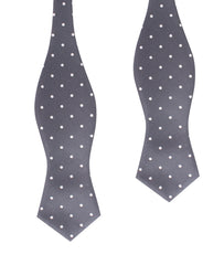 Charcoal Grey with White Polka Dots Self Tie Diamond Tip Bow Tie