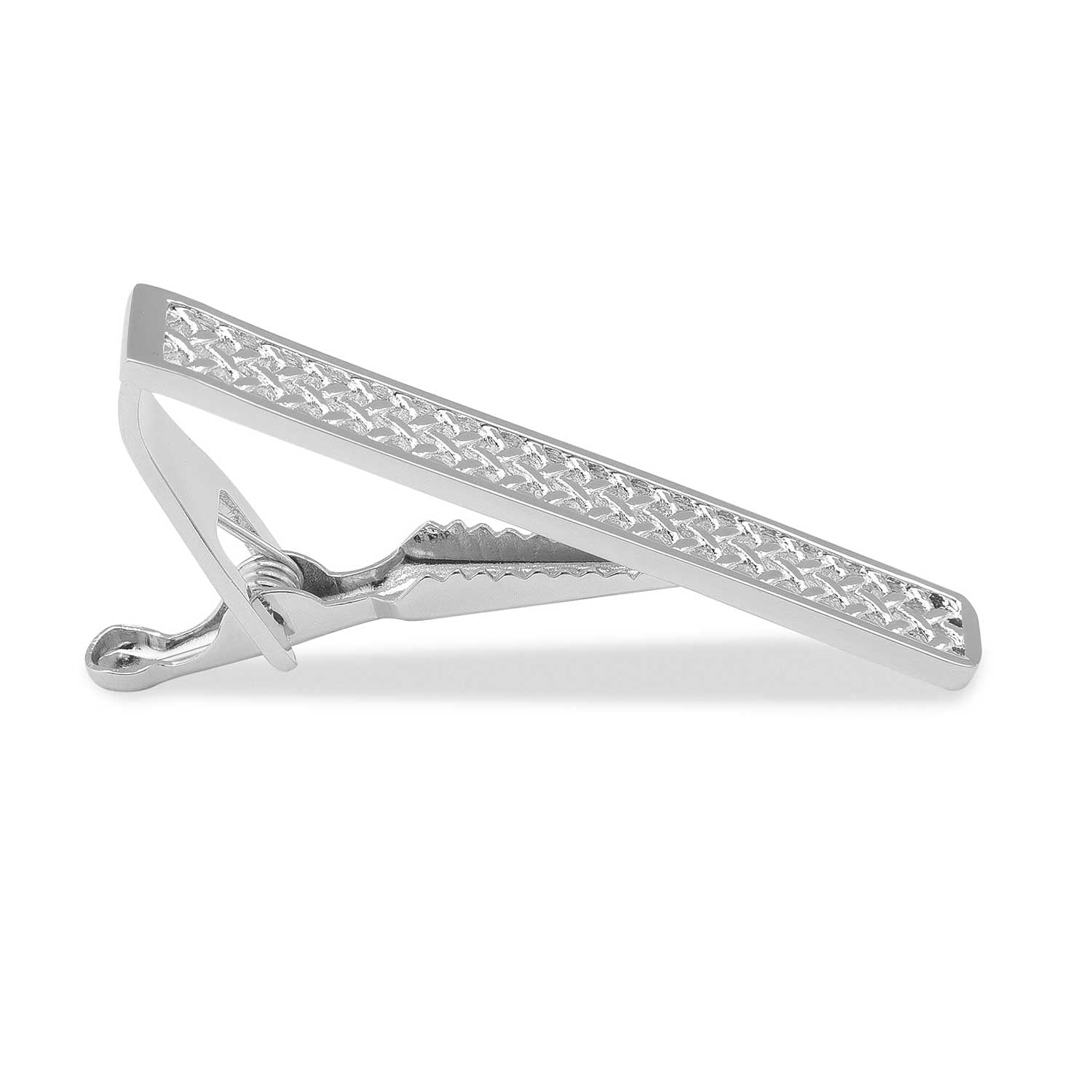 Charlemagne Weave Silver Tie Bars