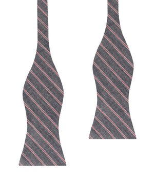 Cherry Red Pinstripe Self Bow Tie