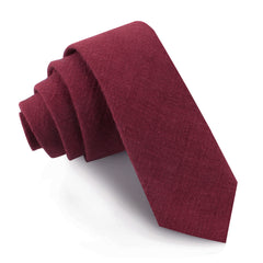 Chianti Maroon Linen Skinny Tie