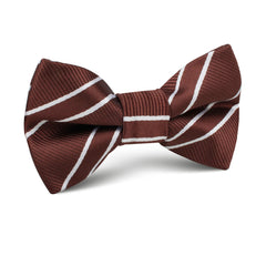 Chocolate Brown Double Stripe Kids Bow Tie