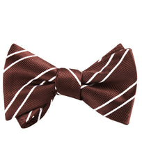 Chocolate Brown Double Stripe Self Tied Bow Tie