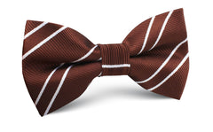 Chocolate Brown Double Stripe Bow Tie