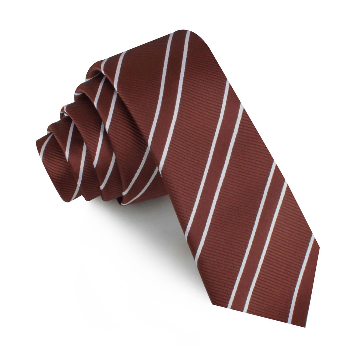 Chocolate Brown Double Stripe Skinny Tie